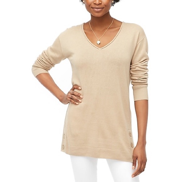J.CREW Tunic Sweater Linen-blend Button Sides - Picture 7 of 7